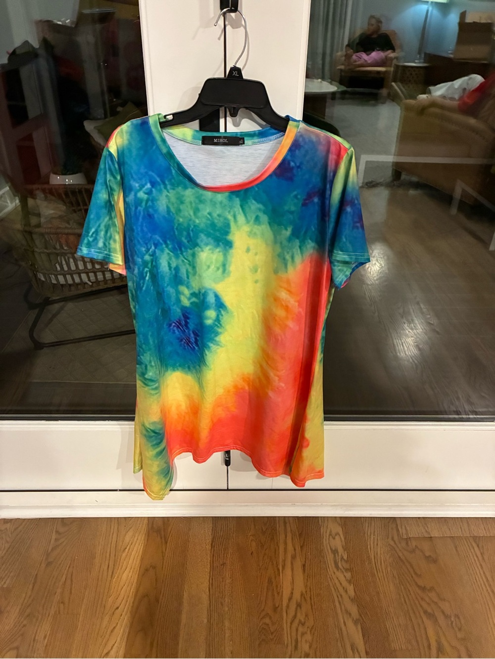 XL Multicolor Tie-Dye Short Sleeve Women's Top